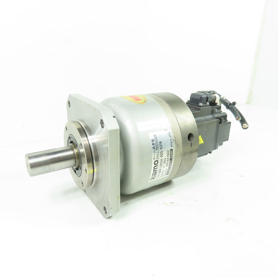Mitsubishi Kamo HF-KP23 / BRF100SH-20G-S376 200W AC Servo Motor W/ 1/20G Reducer
