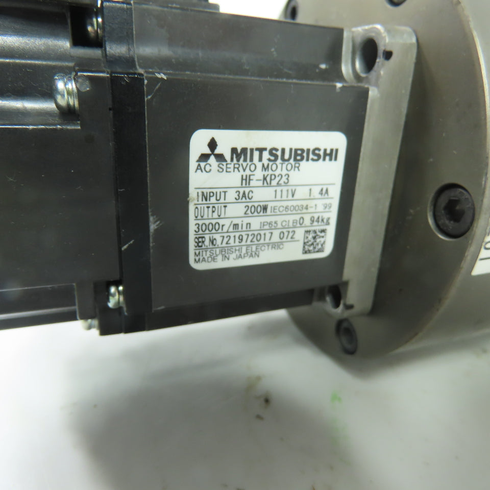 Mitsubishi Kamo HF-KP23 / BRF100SH-20G-S376 200W AC Servo Motor W/ 1/20G Reducer