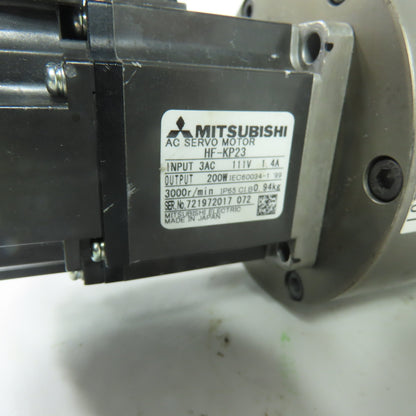 Mitsubishi Kamo HF-KP23 / BRF100SH-20G-S376 200W AC Servo Motor W/ 1/20G Reducer