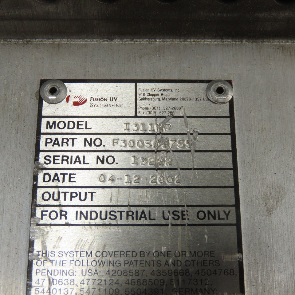 Fusion UV F300S/A2755 I311MP Ultraviolet Light System Irradiator