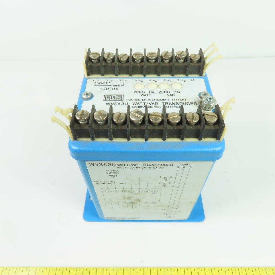 RIS WVSA3U Watt/Var Transducer 90-150VAC 0-5A AC Input 4-20mA Output