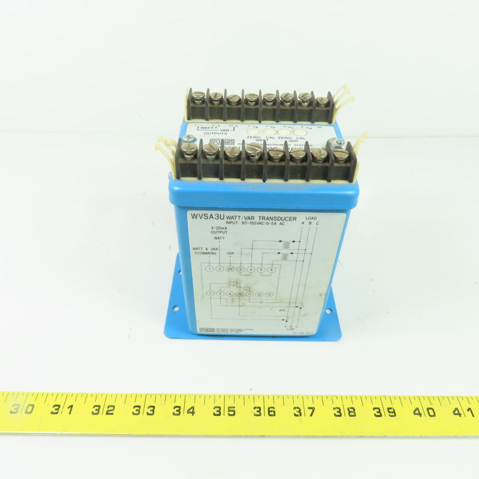 RIS WVSA3U Watt/Var Transducer 90-150VAC 0-5A AC Input 4-20mA Output