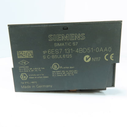 Siemens 6ES7 131-4BD51-0AA0 SIMATIC S7 ET 200S Digital Input Module 24VDC Lot/4