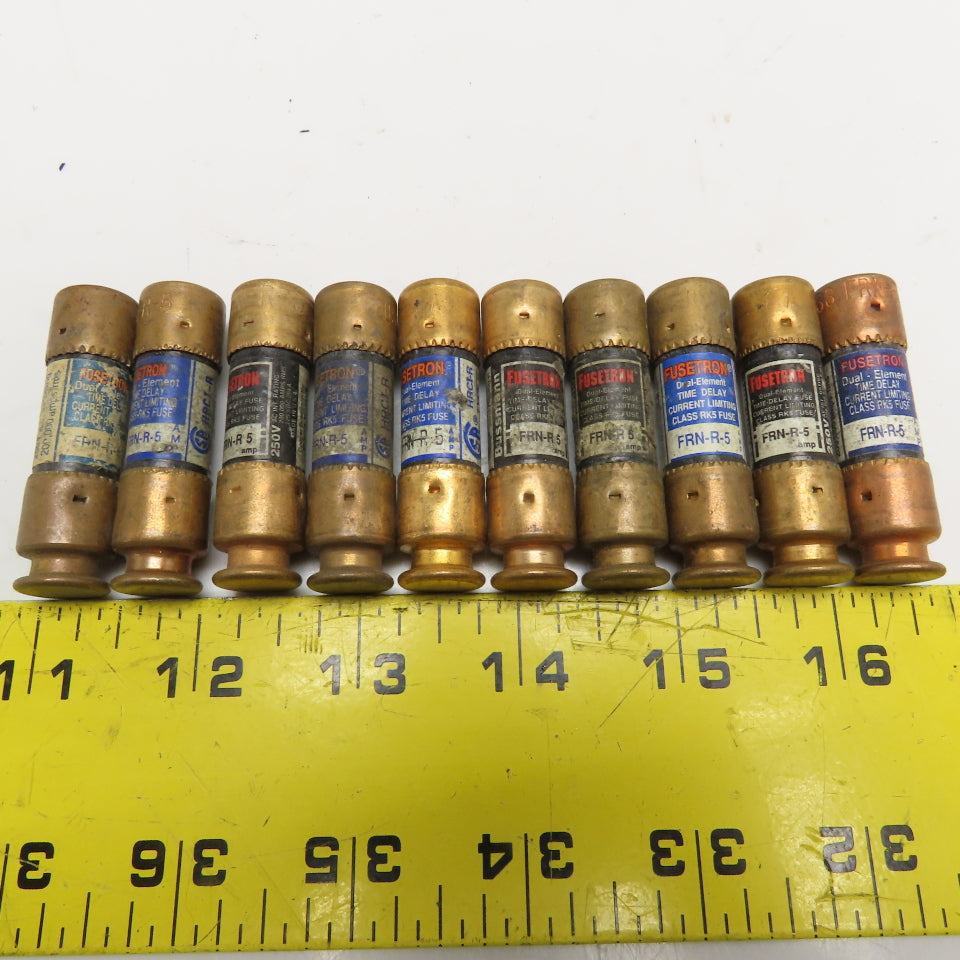 Fusetron FRN-R-5 5A 250V Dual Element Time Delay Current Limiting RK5 Lot Of 10