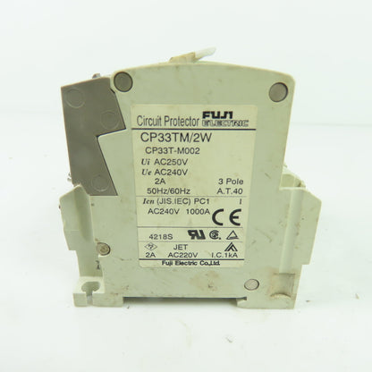 Fuji Electric CP33T-M002 CP33TM/2W 3-Pole Circuit Protector 2A 240VAC