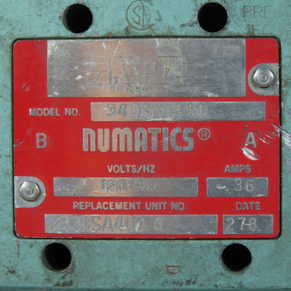 Numatics 33DSA400 0 34DSA4410 Double Solenoid Air Valve 120V 50/60Hz