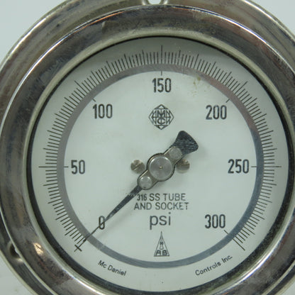 McDaniel Controls Inc Stainless Steel Pressure Gauge 0-300 PSI Panel Mount