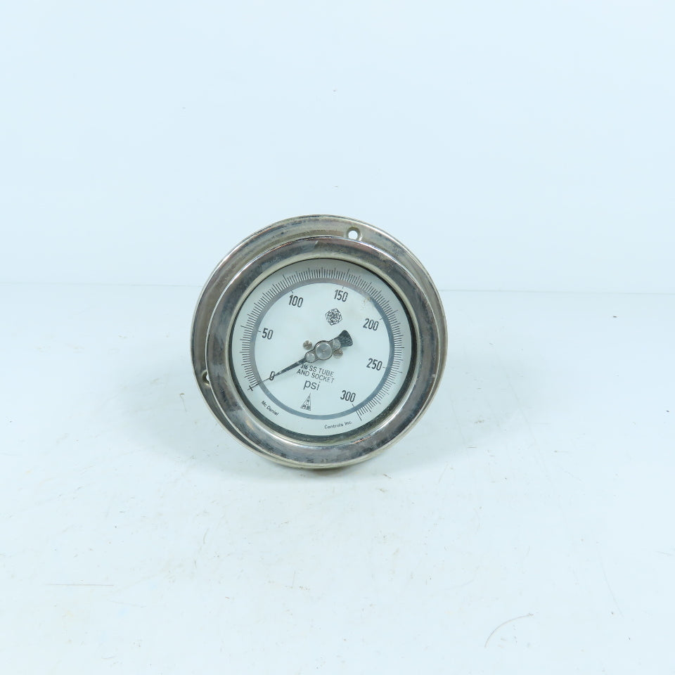 McDaniel Controls Inc Stainless Steel Pressure Gauge 0-300 PSI Panel Mount