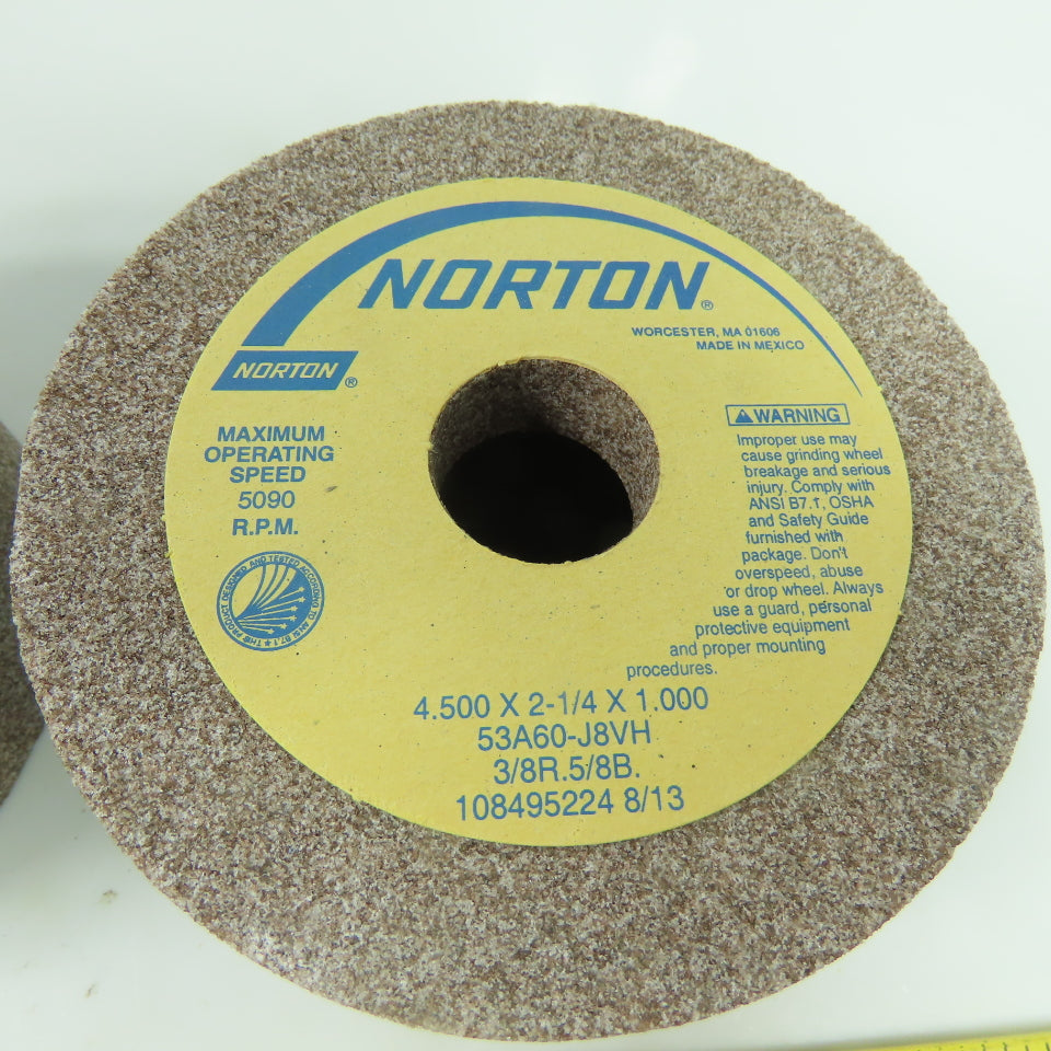 Norton 53A60-J8VH Cup Grinding Wheels 4.5" x 2-1/4" x 1" 60 Grit Lot of 4