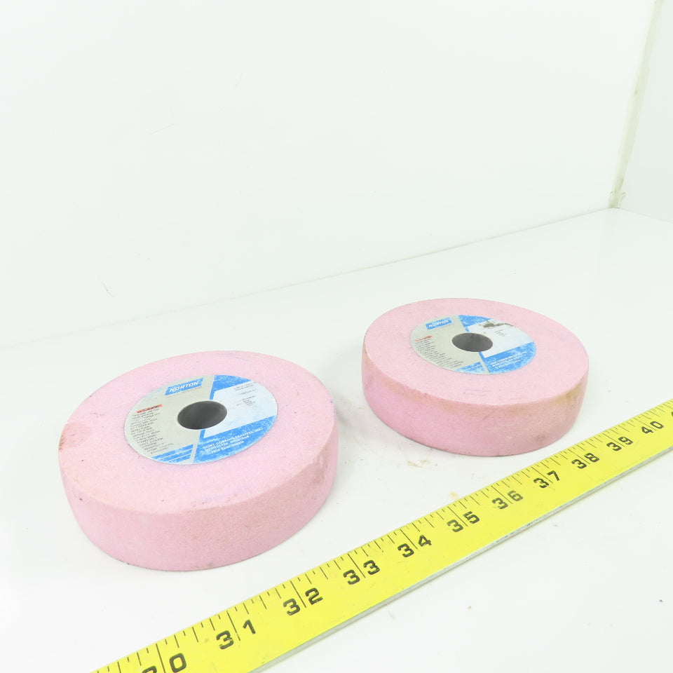Norton 25A100-K8VBE Pink Vitrified Grinding Wheels 5"x 1.25"x .75" Lot Of 2