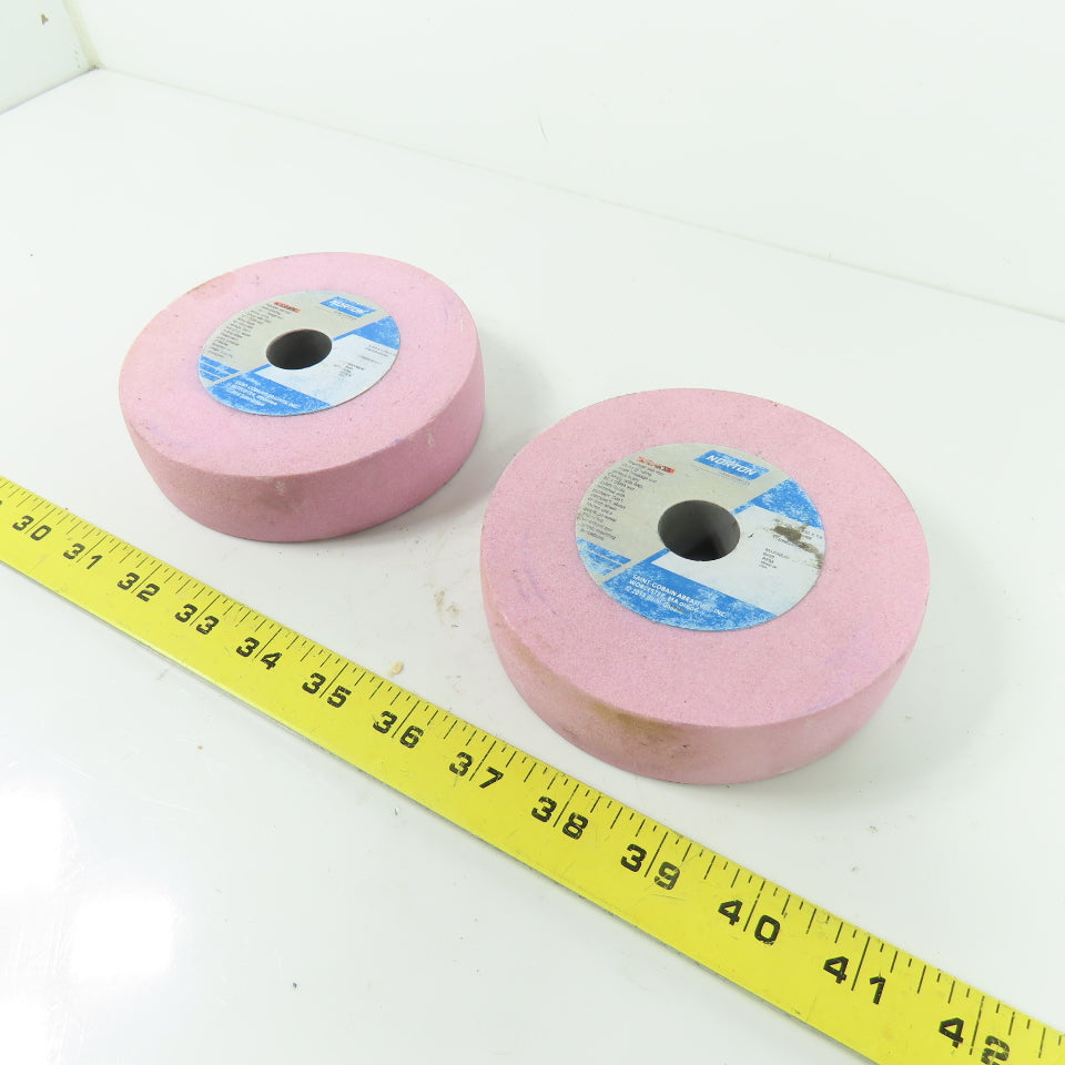 Norton 25A100-K8VBE Pink Vitrified Grinding Wheels 5"x 1.25"x .75" Lot Of 2