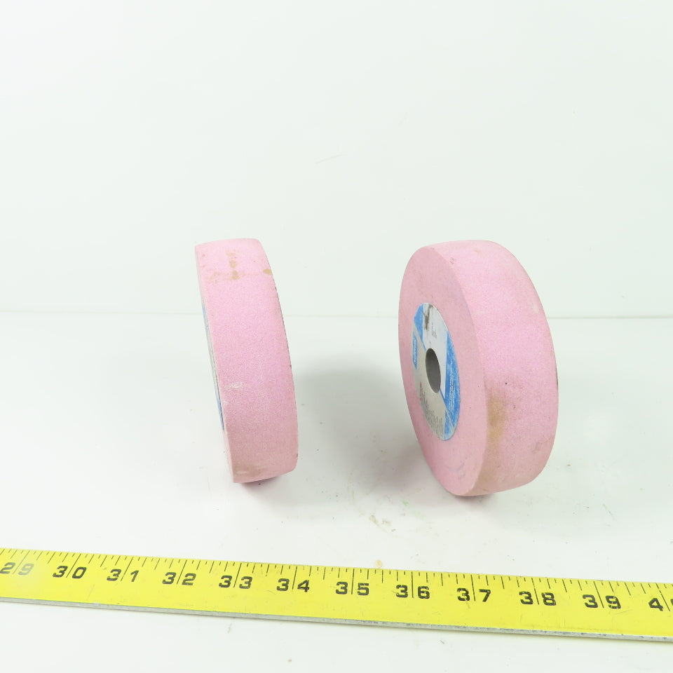 Norton 25A100-K8VBE Pink Vitrified Grinding Wheels 5"x 1.25"x .75" Lot Of 2