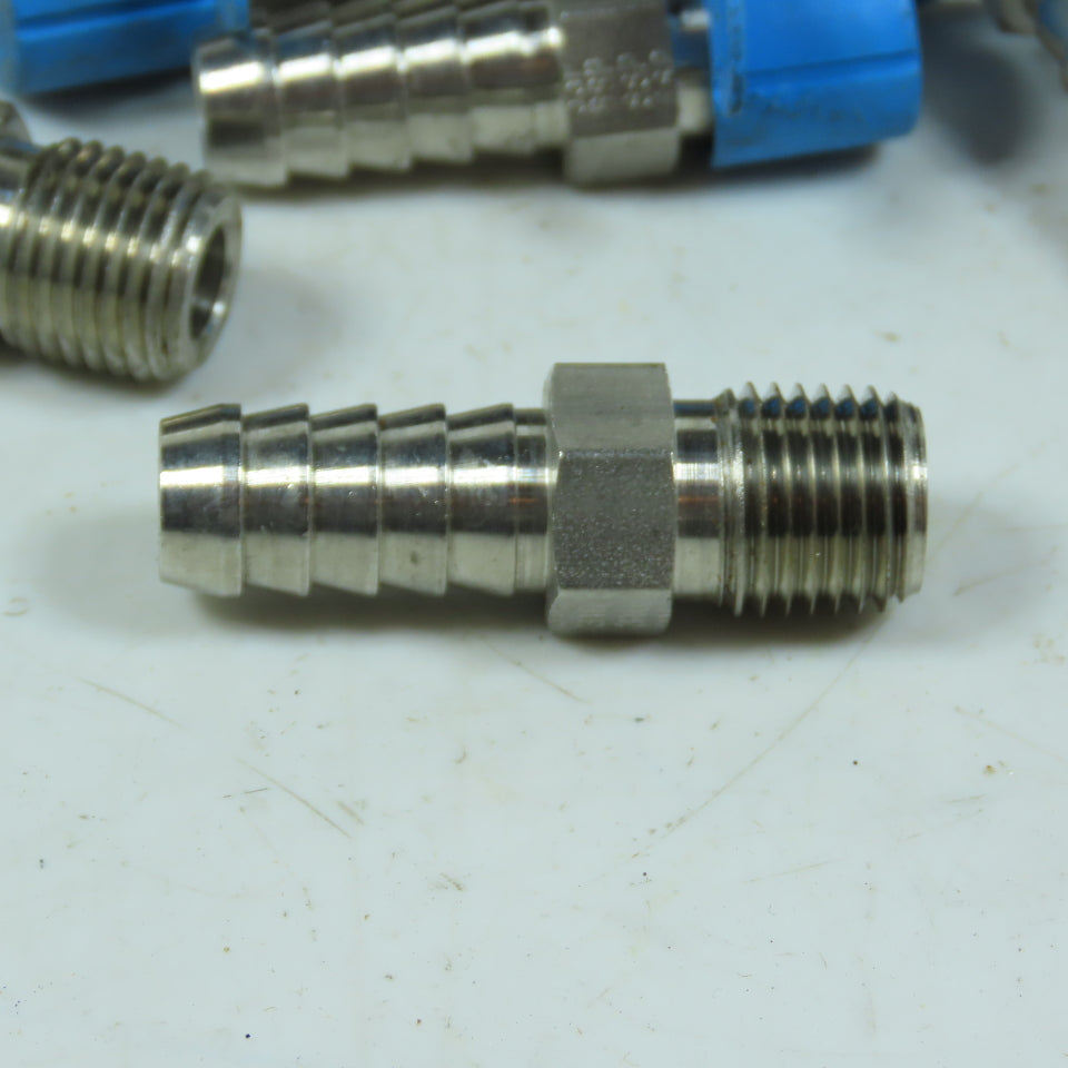 316 Stainless Steel 7/16" Push-On Hose Barb to Male NPT 1/4" Lot Of 40