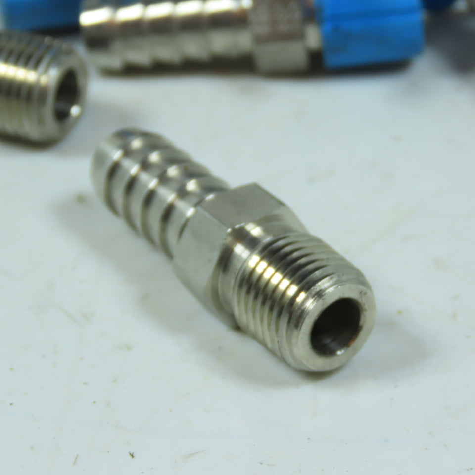 316 Stainless Steel 7/16" Push-On Hose Barb to Male NPT 1/4" Lot Of 40