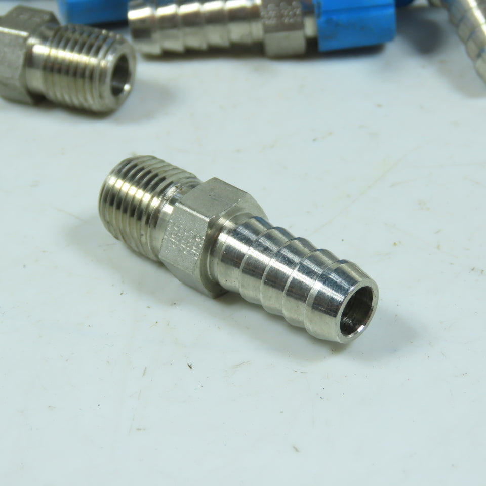 316 Stainless Steel 7/16" Push-On Hose Barb to Male NPT 1/4" Lot Of 40