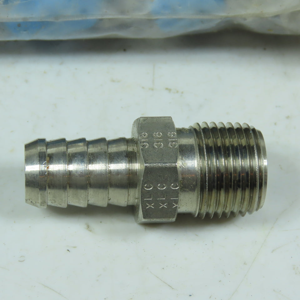 1/2" Hose Barb to 1/2" NPT 316 Stainless Steel Fitting Lot of 18