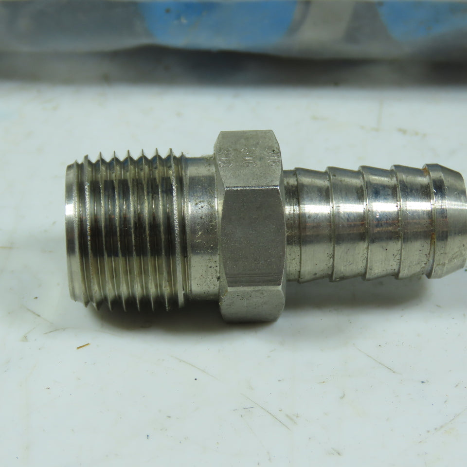 1/2" Hose Barb to 1/2" NPT 316 Stainless Steel Fitting Lot of 18
