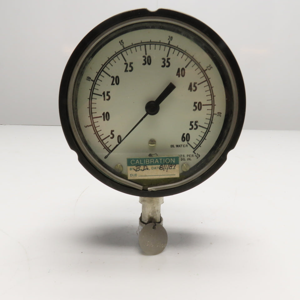 Ashcroft 0-60 In Water Pressure Gage 5" Dial 1/2" NPT Bottom Ported
