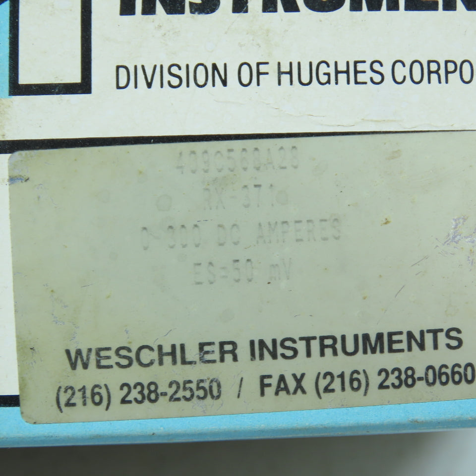 Weschler RX-371d 4090568A28 Analog Panel Meter 0-300 Amps AC/DC 50mV Shunt Rated