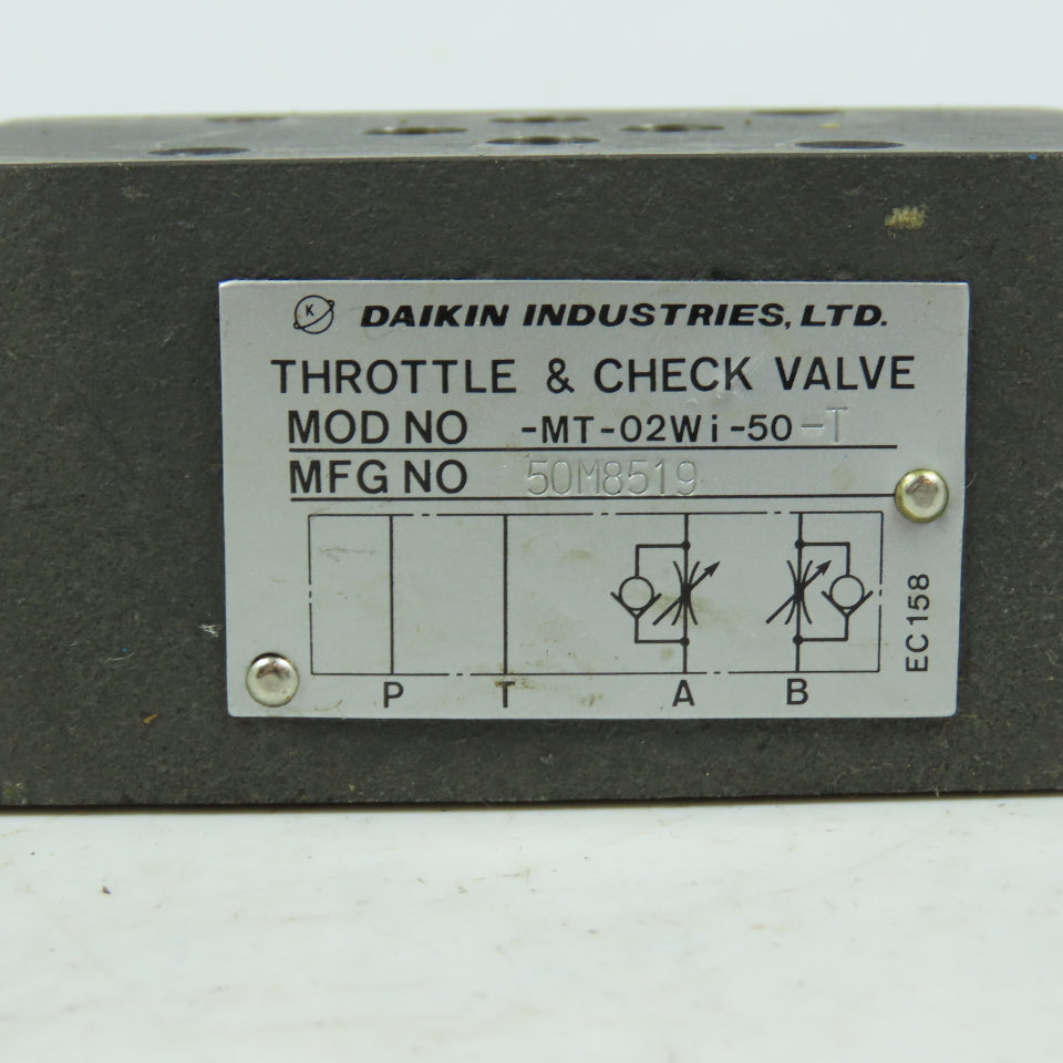 Daikin MT-02Wi-50 Hydraulic Throttle & Check Valve Modular Stack 02 Series 25MPa