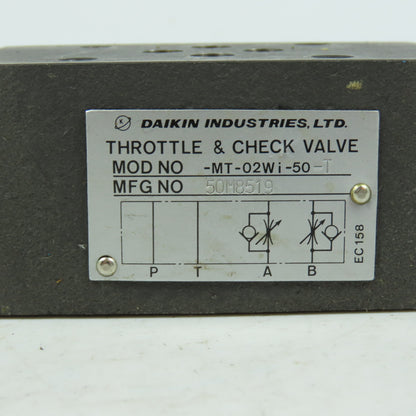 Daikin MT-02Wi-50 Hydraulic Throttle & Check Valve Modular Stack 02 Series 25MPa