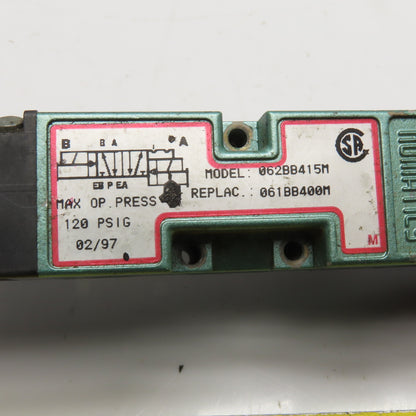Numatics 062BB415M Double Solenoid Pneumatic Valve 24VDC 120PSI