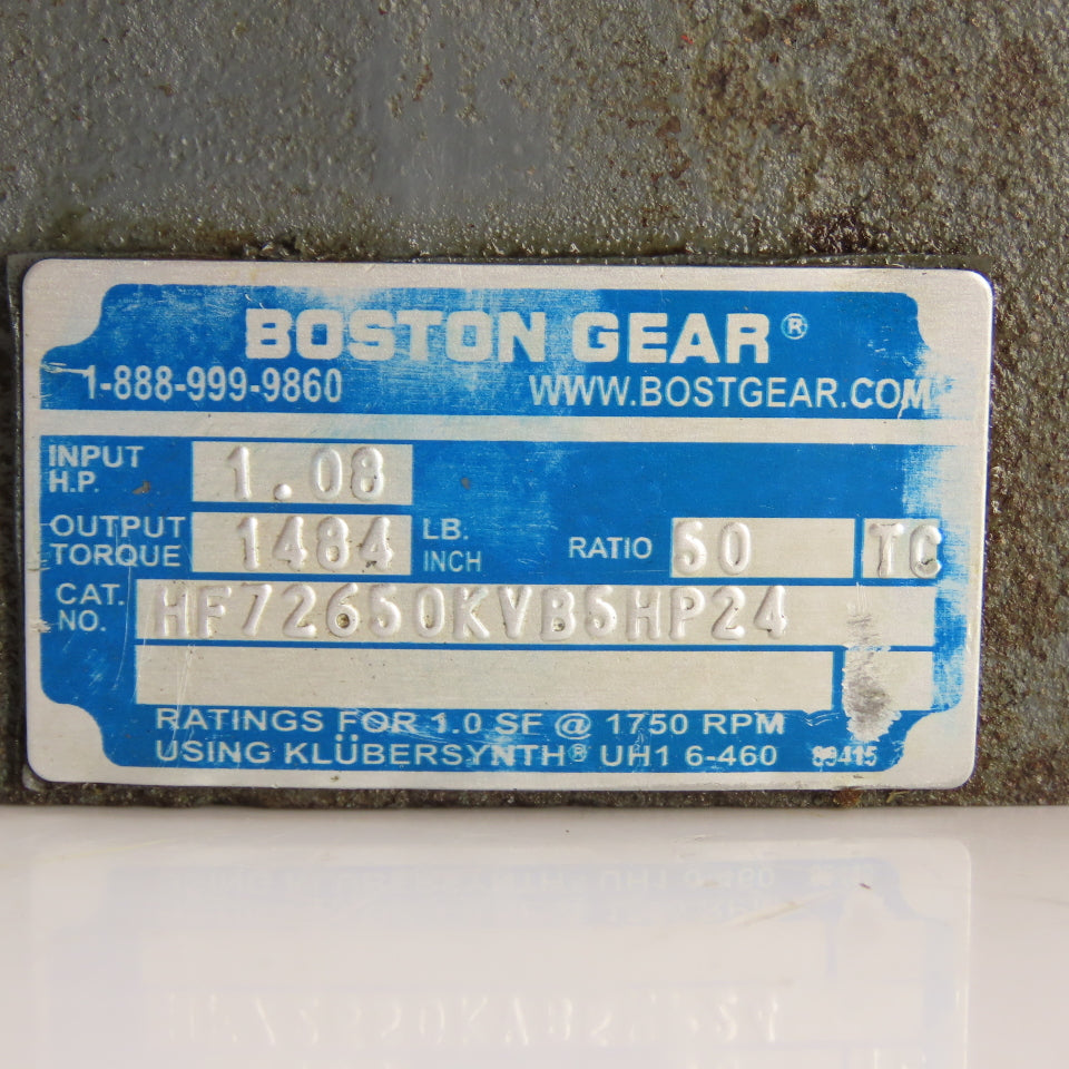 Boston HF72650KVB5HP24 50:1 Ratio Thru Shaft Gear Reducer 35RPM 5/8" x 1.5"