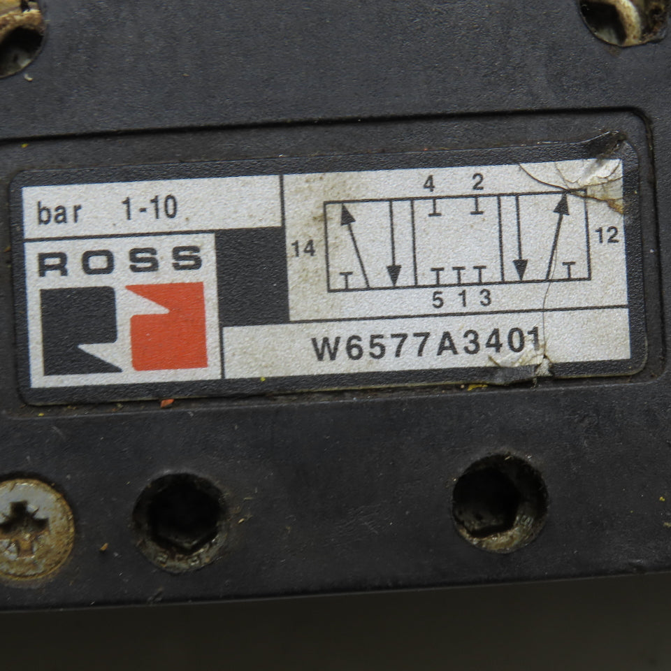 Ross W6577A3401 5/3 Position Closed Center Pneumatic Solenoid Valve 24VDC Coil