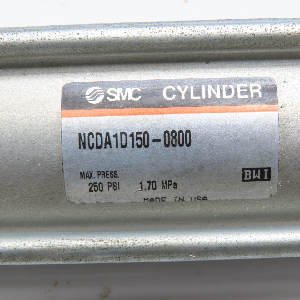 SMC NCDA1D150-0800 1-1/2" Bore 8" Stroke Double Acting Air Cylinder 250PSI