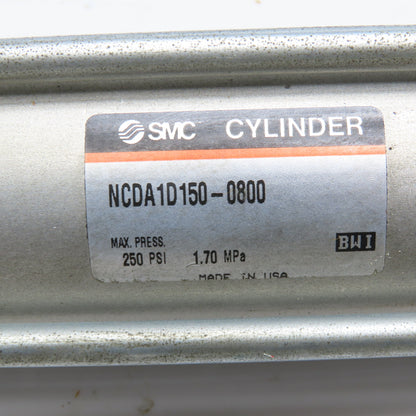 SMC NCDA1D150-0800 1-1/2" Bore 8" Stroke Double Acting Air Cylinder 250PSI