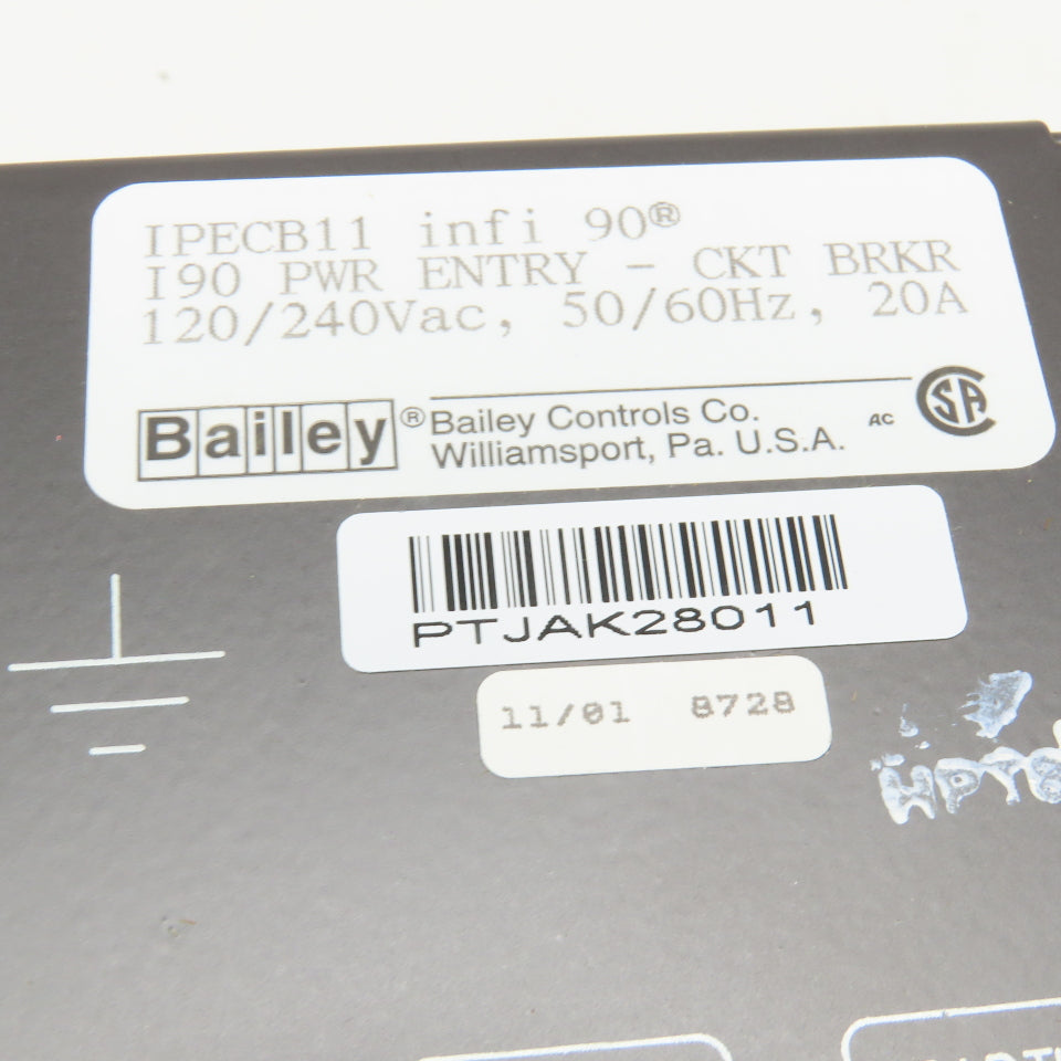 Bailey IPECB11 Infi 90 I90 Power Entry Circuit Breaker 120/210V 20A NOS