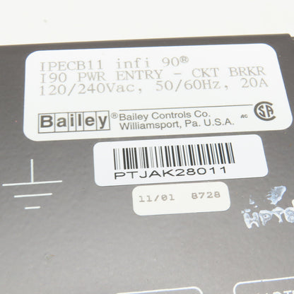 Bailey IPECB11 Infi 90 I90 Power Entry Circuit Breaker 120/210V 20A NOS