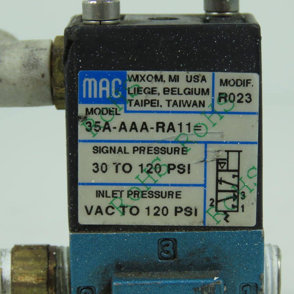 MAC Valves 35A-AAA-RA11 Pneumatic Air Pilot Valve 3-Way 1/8" NPT 35 Series