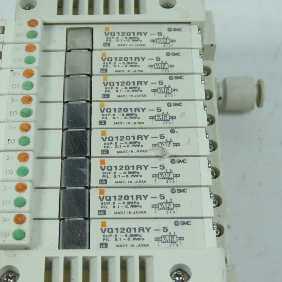 SMC VQ1201RY-5 EX120-SSY1 Solenoid Valve Manifold 8-Station 24VDC Serial Unit