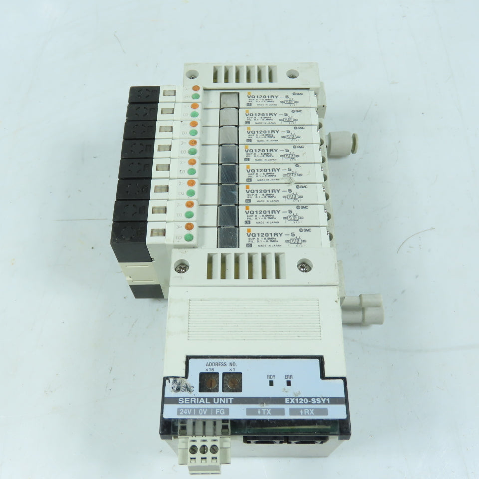 SMC VQ1201RY-5 EX120-SSY1 Solenoid Valve Manifold 8-Station 24VDC Serial Unit