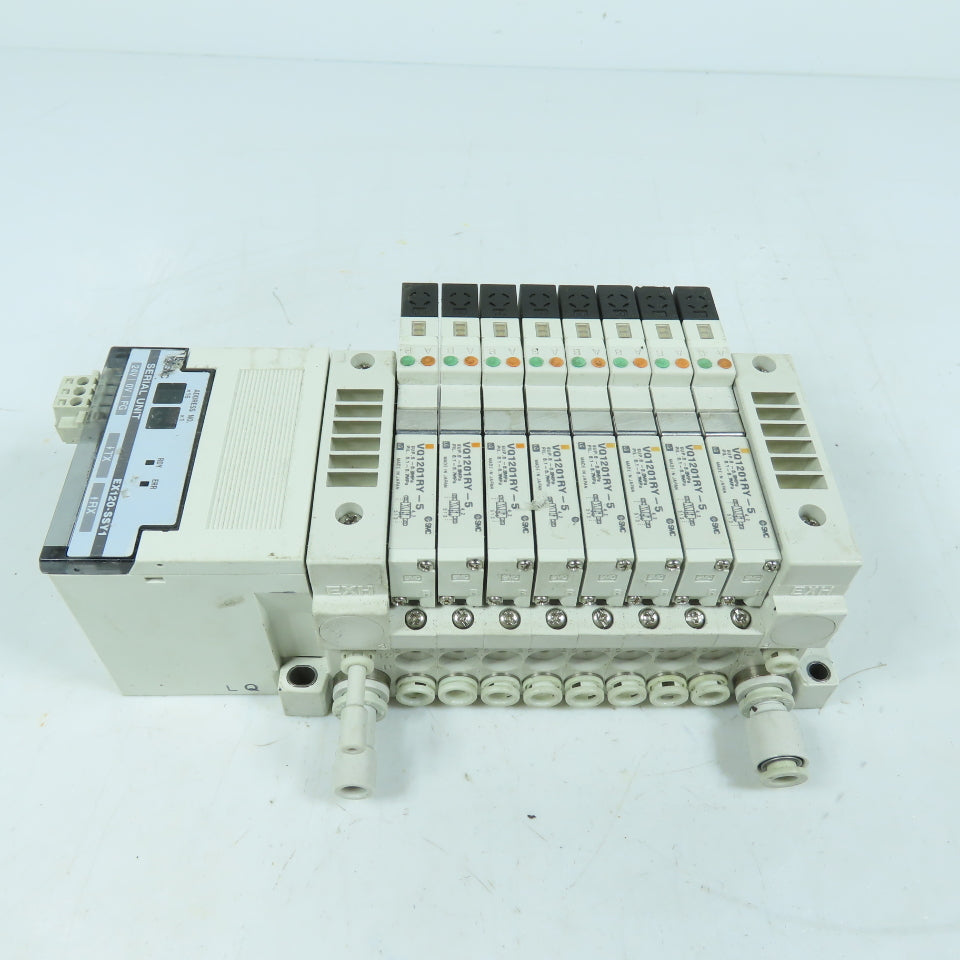 SMC VQ1201RY-5 EX120-SSY1 Solenoid Valve Manifold 8-Station 24VDC Serial Unit