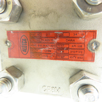 Aloyco 377 3/4" Class 150 Stainless Steel Flanged Swing Check Valve CF8M