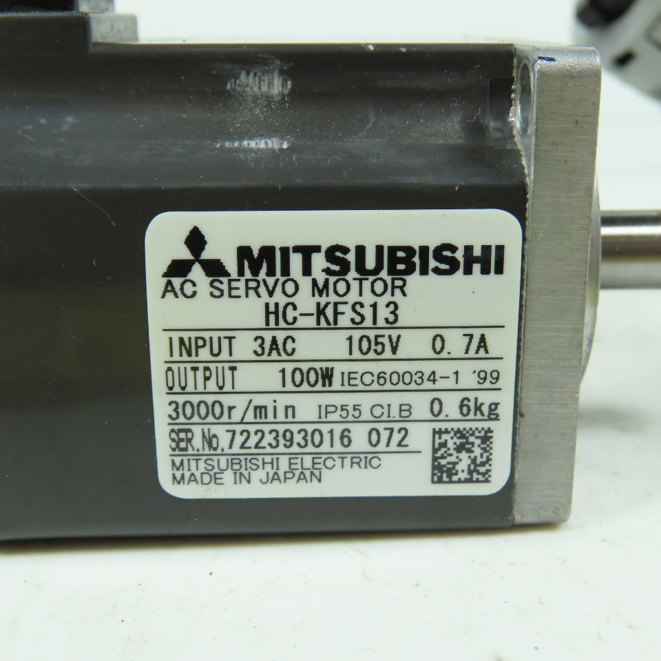 Mitsubishi HC-KFS13 100W AC Servo Motor 105V 3000RPM 0.7A IP55
