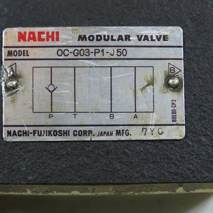Nachi OC-G03-P1-J 50 Modular Check Valve P-Port G03
