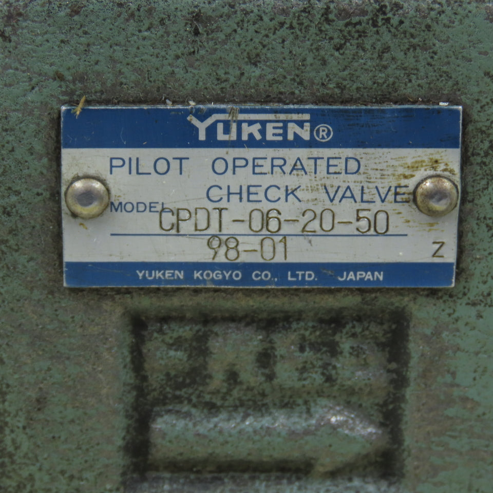 Yuken CPDT-06-20-50 Pilot Operated Check Valve 3/4" 3630 PSI Decompression Type
