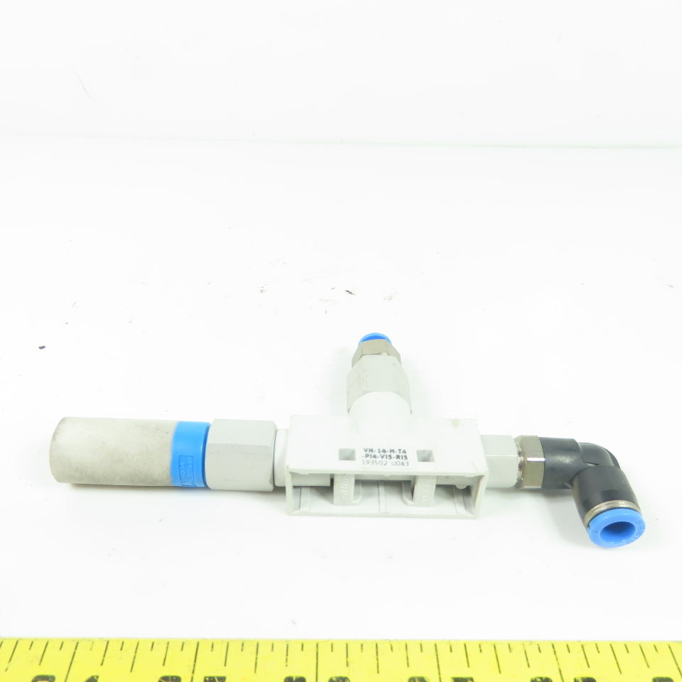 Festo 193502 VN-14-H-T4-PI4-VI5-RI5 Vacuum Generator High Vacuum w/ Silencer
