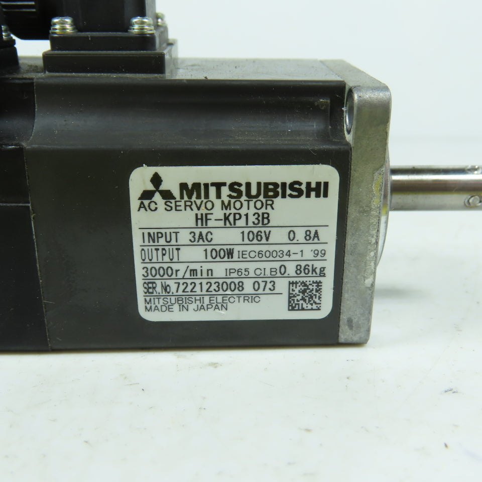 Mitsubishi HF-KP13B 100W AC Servo Motor 3000RPM 3Ph 106V Brake