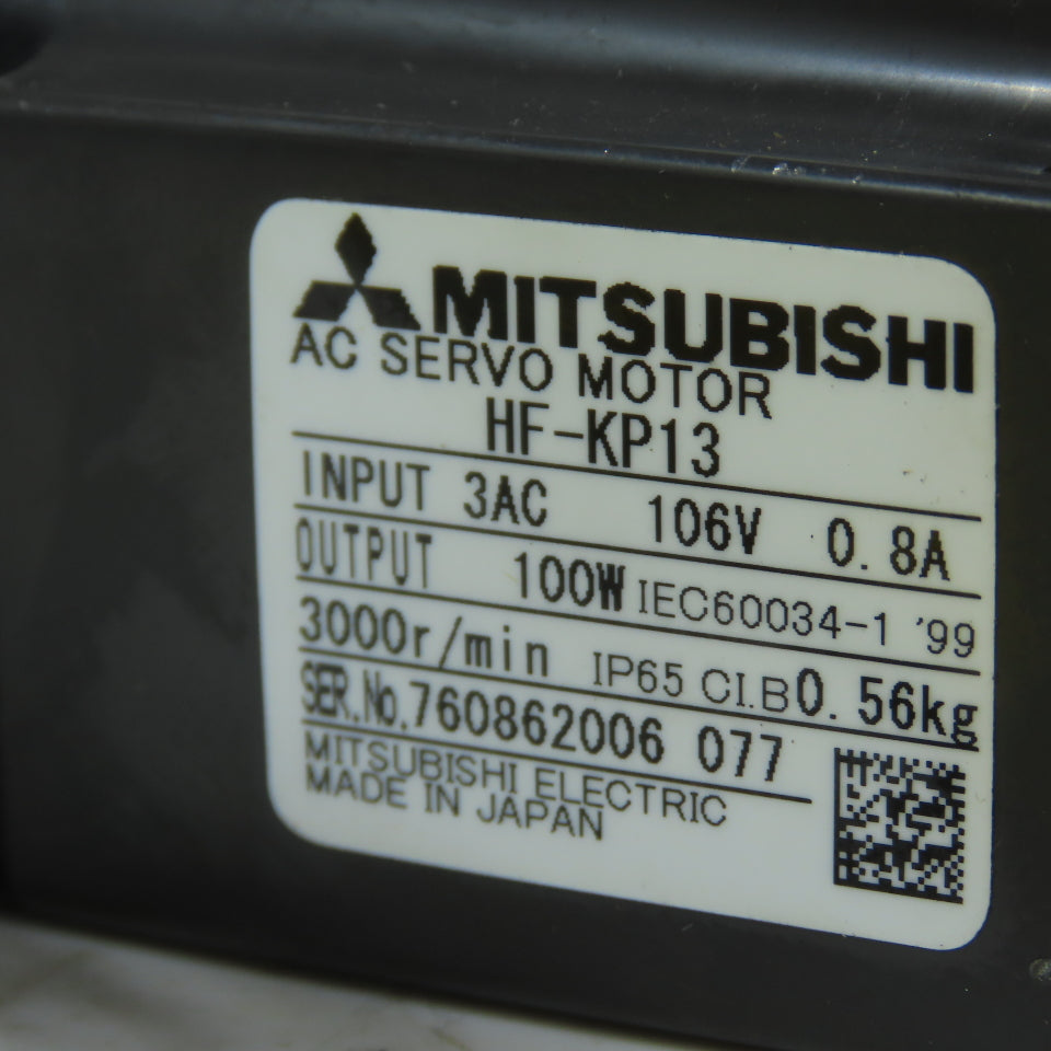 Mitsubishi HF-KP13 AC Servo Motor 100W 3000RPM 106V 0.8A IP65