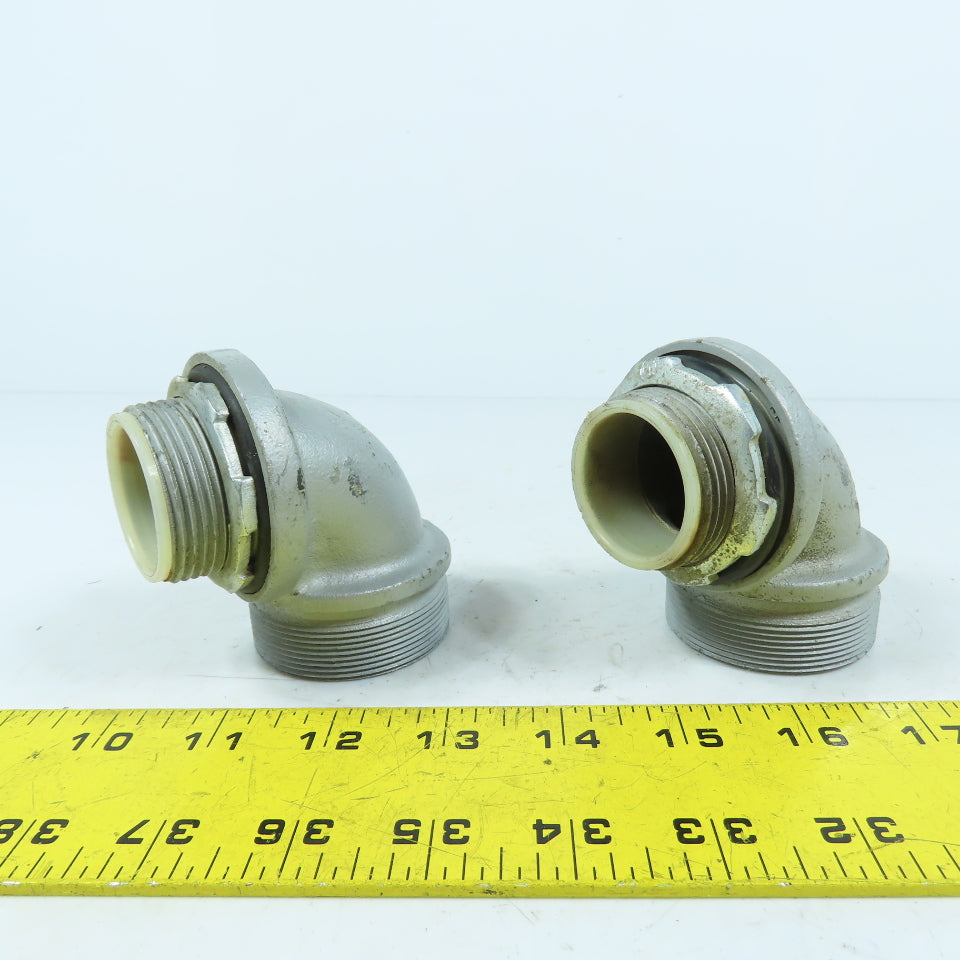 Appleton 1-1/2" 90-Degree Insulated Throat Connectors Malleable Iron Lot Of 2