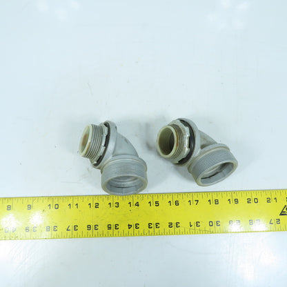 Appleton 1-1/2" 90-Degree Insulated Throat Connectors Malleable Iron Lot Of 2