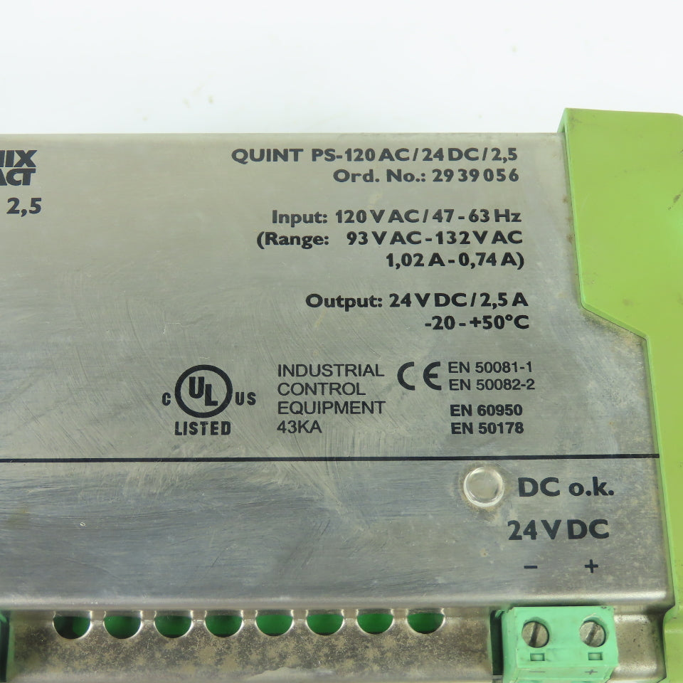 Phoenix Contact 78-102-4300 QUINT PS-120AC/24DC/2,5 Power Supply 24VDC 120VAC