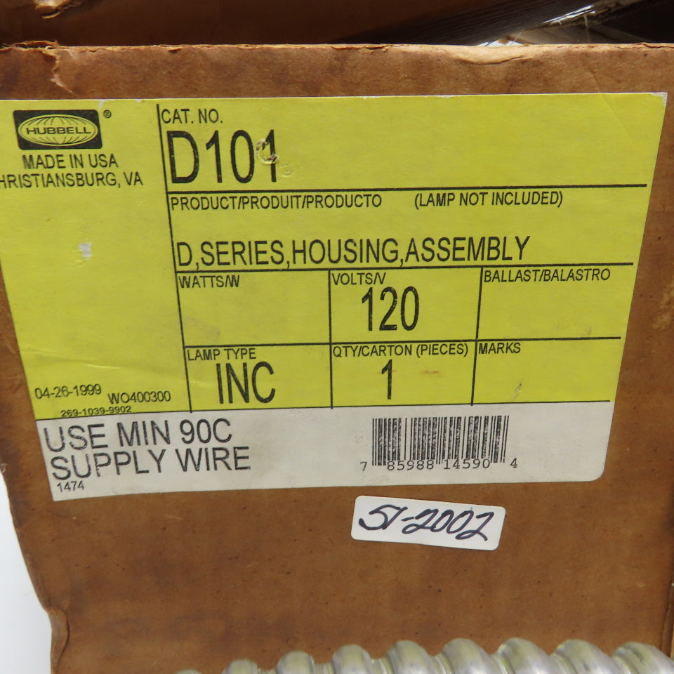 Hubbell D101 D Series Rough In Recessed Light Housing Assembly 120V
