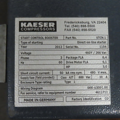 Kaeser N 251 7.5HP Booster Air Compressor 460V 3Ph w/ Control Tested