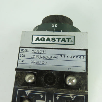 Agastat 7012L7ELL On-Delay Timer Relay 120V 20-200 Sec.