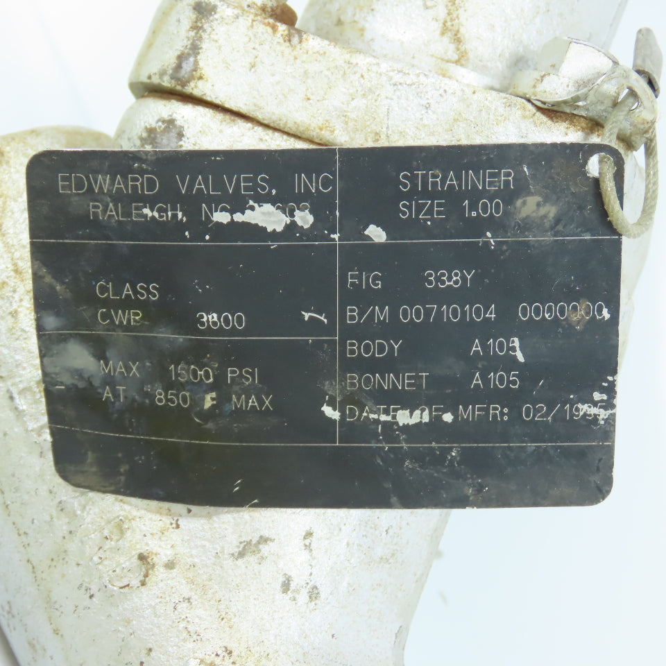 Edward Valves 00710104 338Y Y-Strainer 1" Forged Steel 3600 CWP A105